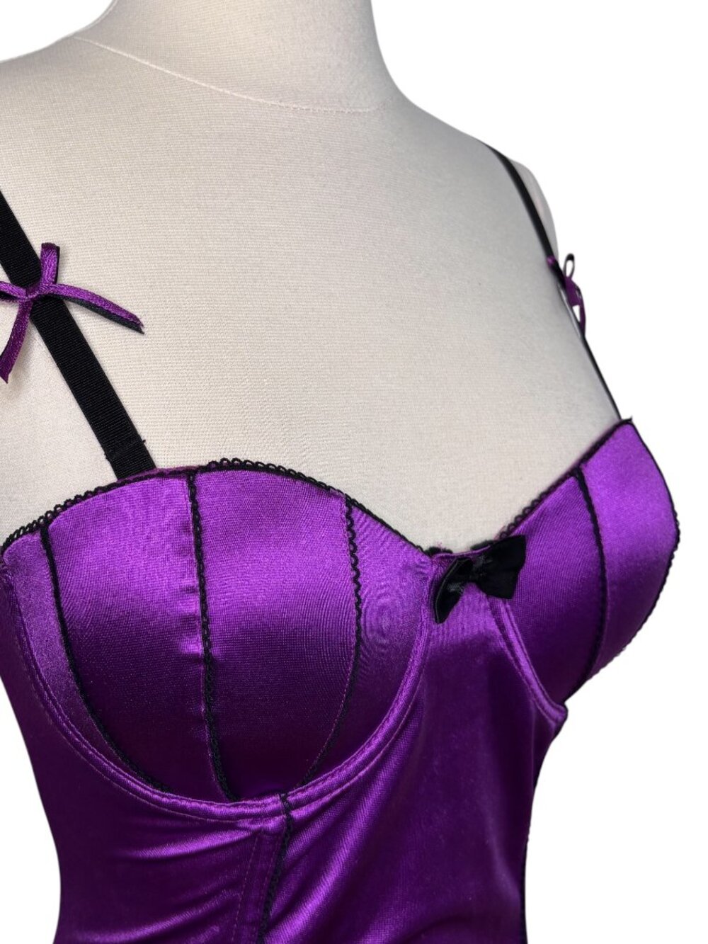 Morbid Threads Y2K Purple Satin Underwire Push Up Bows Corset Top Size 34C - Picture 5 of 12